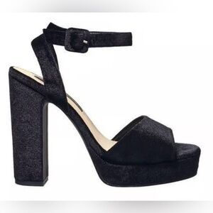 French Connection Black Velvet Taryn Women's Platform Heels